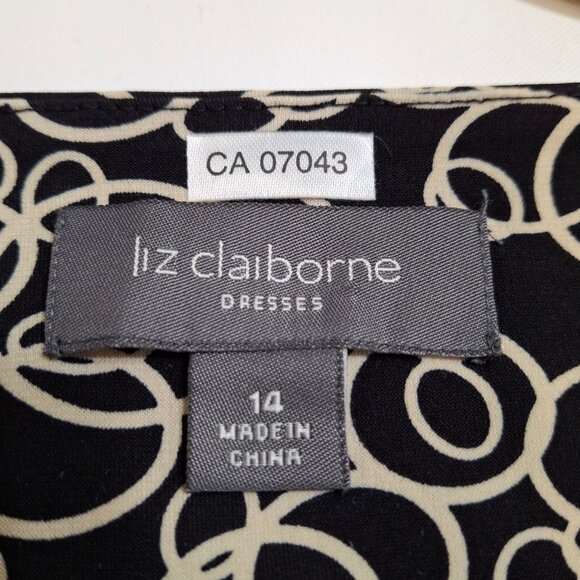 Vintage Liz Claiborne Fit & Flare Empire Midi Dress Size 14 V Collar 3/4 Sleeves - Picture 13 of 16